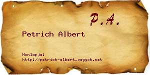Petrich Albert névjegykártya